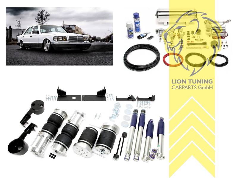 Nicht für Fahrzeuge mit Niveauregulierung / Luftfederung, 11,5L Tank chrom / ViAir Kompressor chrom, Zug- und Druckstufe gleichzeitig einstellbar, weiss, Stahl verzinkt, Eintragungspflichtig / Teilegutachten wird nach Kauf spezifisch ausgestellt